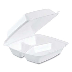 DART - Foam Container, Hinged Lid, 3-Comp, 8 3/8 x 7 7/8 x 3 1/4, 200/Carton - Apex Tool & Supply