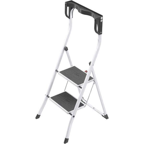 Hailo - 2 Steps, 3' 6" High, EN14183 Rating, Tubular Steel Step Ladder - 330 Lb Capacity, 18-29/32" Base Width - Apex Tool & Supply