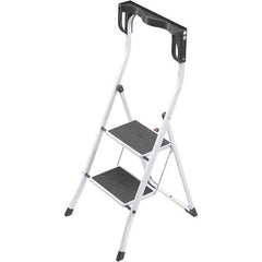 Hailo - 2 Steps, 3' 6" High, EN14183 Rating, Tubular Steel Step Ladder - 330 Lb Capacity, 18-29/32" Base Width - Apex Tool & Supply