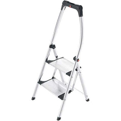 Hailo - 2 Steps, 3' 9" High, EN14183 Rating, Aluminum Step Ladder - 330 Lb Capacity, 20-15/32" Base Width - Apex Tool & Supply