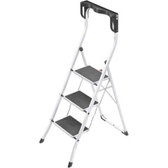 Hailo - 3 Steps, 4' 3" High, EN14183 Rating, Tubular Steel Step Ladder - 330 Lb Capacity, 18-29/32" Base Width - Apex Tool & Supply