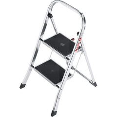 Hailo - 2 Steps, 2' 7" High, EN14183 Rating, Aluminum Step Ladder - 330 Lb Capacity, 18-1/2" Base Width - Apex Tool & Supply