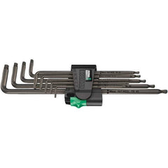 Wera - 9 Piece T8 to T40 Black Oxide Finish L-Key Torx Key Set - T8, T9, T10, T15, T20, T25, T27, T30, T40 Torx Size - Apex Tool & Supply