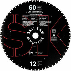 Skilsaw - 12" Diam, 1" Arbor Hole Diam, 60 Tooth Wet & Dry Cut Saw Blade - Carbide-Tipped, Cutoff Action, Standard Round Arbor - Apex Tool & Supply
