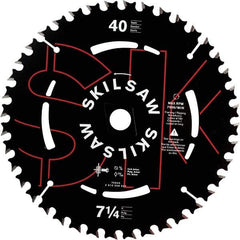 Skilsaw - 7-1/4" Diam, 5/8" Arbor Hole Diam, 40 Tooth Wet & Dry Cut Saw Blade - Carbide-Tipped, Cutoff Action, Diamond Arbor - Apex Tool & Supply