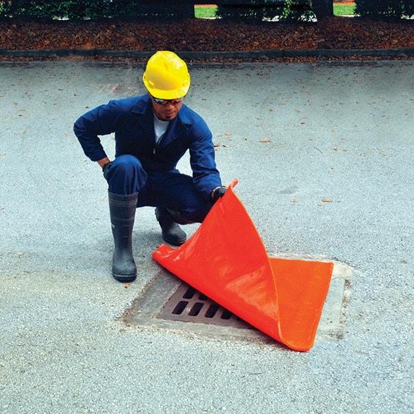 UltraTech - 4-1/2' Long x 45' Wide, Polyurethane/Mesh Drain Seal - Orange, Use for Spill Response - Apex Tool & Supply