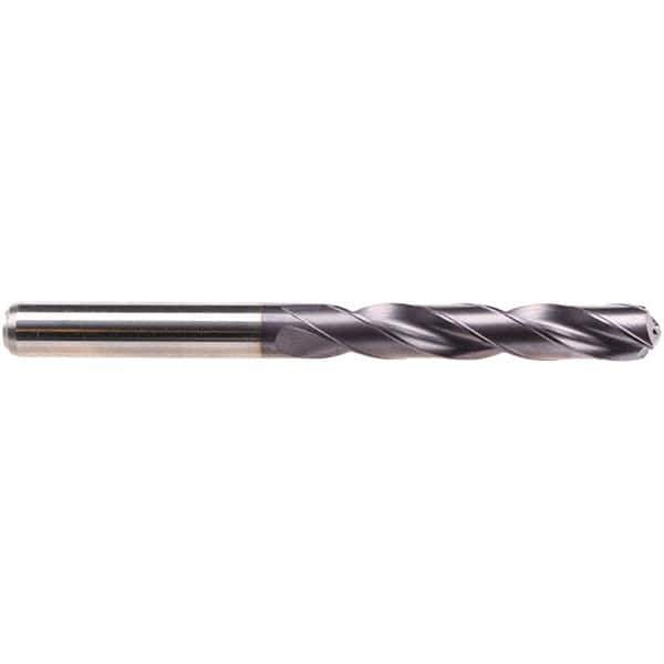 Emuge - 5.2mm 140° Solid Carbide Jobber Drill - TiAlN Finish, Right Hand Cut, Spiral Flute, Cylindrical Shank, 82mm OAL, Four Facet Point - Apex Tool & Supply