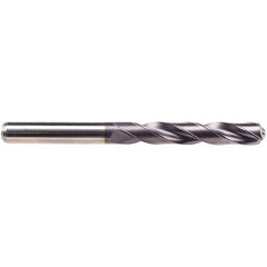 Emuge - 10.2mm 140° Solid Carbide Jobber Drill - TiAlN Finish, Right Hand Cut, Spiral Flute, Cylindrical Shank, 118mm OAL, Four Facet Point - Apex Tool & Supply
