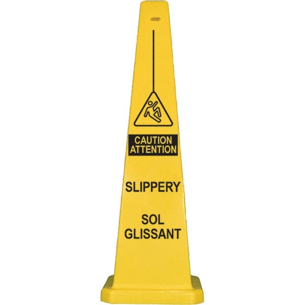 PRO-SAFE - Wet Floor, 12" Wide x 36" High, Polypropylene Cone Floor Sign - Apex Tool & Supply