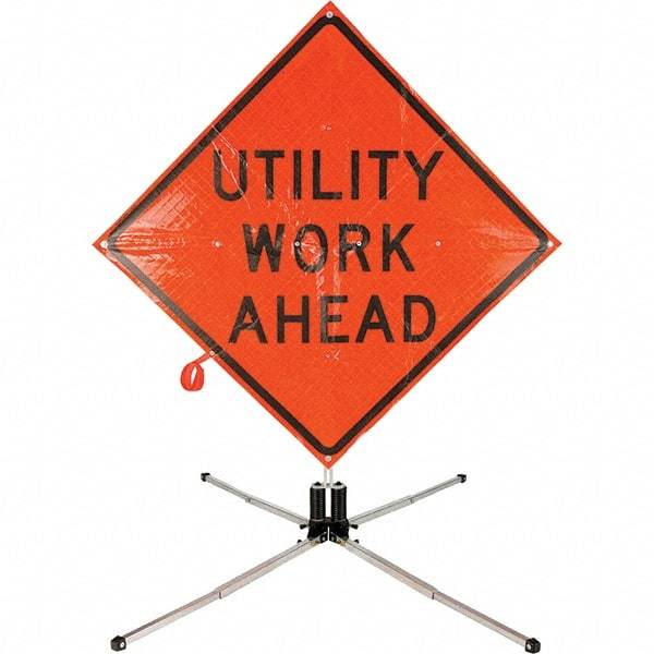 PRO-SAFE - 5.916' High, Traffic Sign Mounting Hardware - Aluminum, Compatible with 119" High x 48" Wide Signs, Silver - Apex Tool & Supply