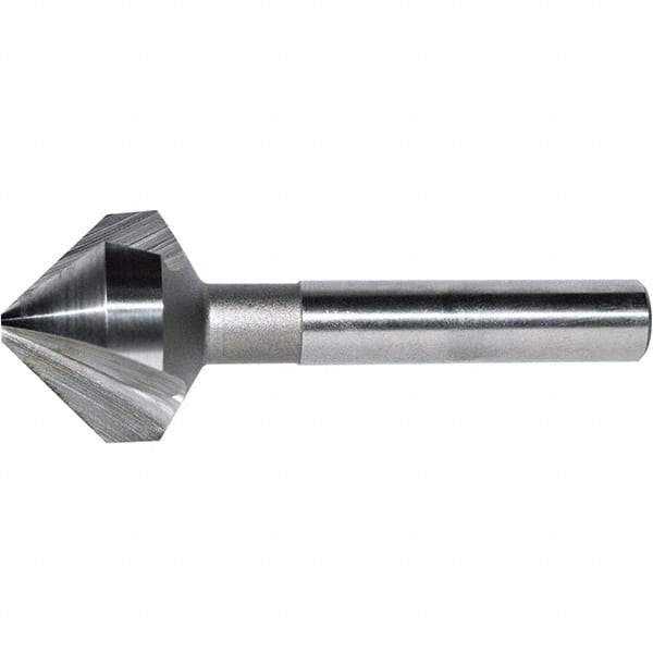 Keo - 3/8" Head Diam, 1/4" Shank Diam, 3 Flute 60° Cobalt Countersink - Bright Finish, 1-3/4" OAL, Single End, Straight Shank, Right Hand Cut - Apex Tool & Supply