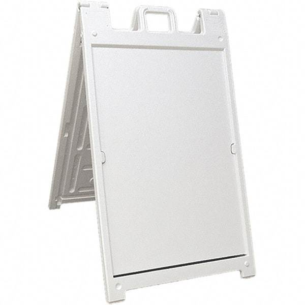 NMC - 24" Wide x 36" High Sign Compatiblity, Rigid Plastic Square Floor Sign Holder - White, 45" Holder Height - Apex Tool & Supply