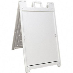 NMC - 24" Wide x 36" High Sign Compatiblity, Rigid Plastic Square Floor Sign Holder - White, 45" Holder Height - Apex Tool & Supply