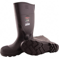 Tingley - Unisex (Men's 6, Women's 8) Medium Width Steel Knee Boots - Black, PVC Upper, PVC Outsole, PVC Liner 15" High, Pull-On - Apex Tool & Supply