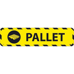 NMC - Pallet, Anti-Skid Pressure-Sensitive Vinyl Floor Sign - Rectangle, Black on Yellow, Adhesive Backed, For Restroom, Janitorial & Housekeeping - Apex Tool & Supply
