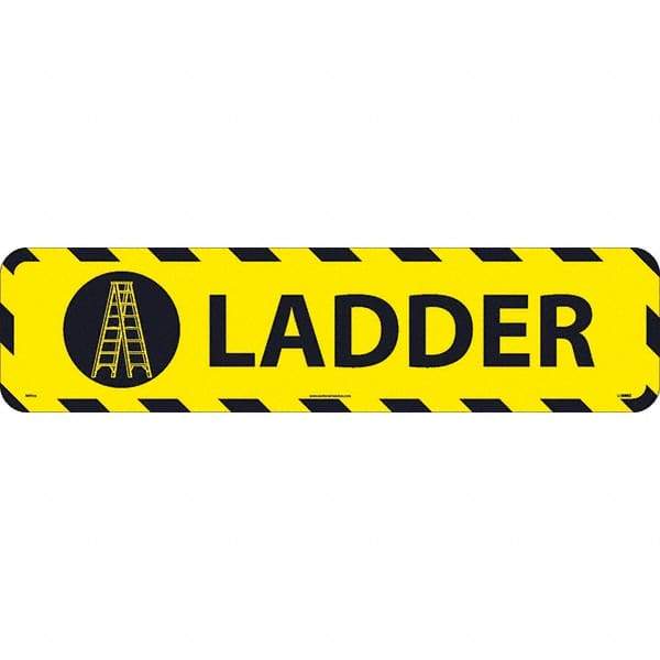 NMC - Ladder, Anti-Skid Pressure-Sensitive Vinyl Floor Sign - Rectangle, Black on Yellow, Adhesive Backed, For Restroom, Janitorial & Housekeeping - Apex Tool & Supply