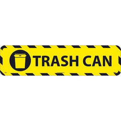 NMC - Trash Can, Anti-Skid Pressure-Sensitive Vinyl Floor Sign - Rectangle, Black on Yellow, Adhesive Backed, For Restroom, Janitorial & Housekeeping - Apex Tool & Supply