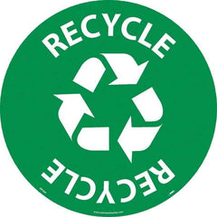 NMC - Recycle, Anti-Skid Pressure-Sensitive Vinyl Floor Sign - Round, White on Green, Adhesive Backed, For Restroom, Janitorial & Housekeeping - Apex Tool & Supply