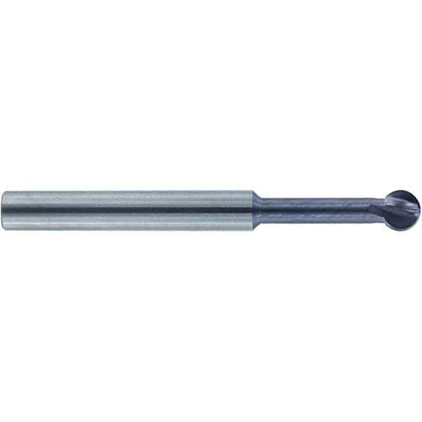 Accupro - 1/4" Diam, 0.213" LOC, 4 Flute Solid Carbide Ball End Mill - nACo Finish, Single End, 2-1/2" OAL, 1/4" Shank Diam, Undercutting - Apex Tool & Supply