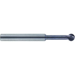 Accupro - 7/32" Diam, 0.186" LOC, 4 Flute Solid Carbide Ball End Mill - nACo Finish, Single End, 2-1/2" OAL, 1/4" Shank Diam, Undercutting - Apex Tool & Supply