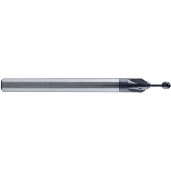 Accupro - 5/32" Diam, 0.145" LOC, 4 Flute Solid Carbide Ball End Mill - nACo Finish, Single End, 2" OAL, 3/16" Shank Diam, Undercutting - Apex Tool & Supply