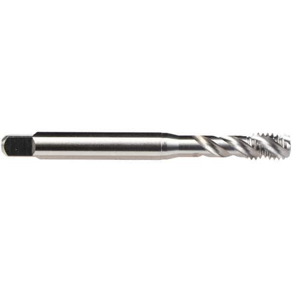Emuge - M4x0.7 M 4 Flute Bottoming Spiral Flute Tap - High Speed Steel, Bright Finish, 63mm OAL, Right Hand Flute, Right Hand Thread, Series B0513500 - Apex Tool & Supply