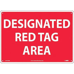 NMC - "Designated Red Tag Area", 10" Long x 14" Wide, Aluminum Safety Sign - Rectangular, Use for Workplace/Safety - Apex Tool & Supply