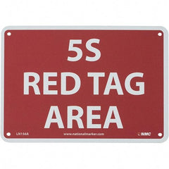 NMC - "5S Red Tag Area", 7" Long x 10" Wide, Aluminum Safety Sign - Rectangular, Use for Workplace/Safety - Apex Tool & Supply