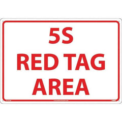 NMC - "5S Red Tag Area", 14" Long x 20" Wide, Rigid Plastic Safety Sign - Rectangular, Use for Workplace/Safety - Apex Tool & Supply