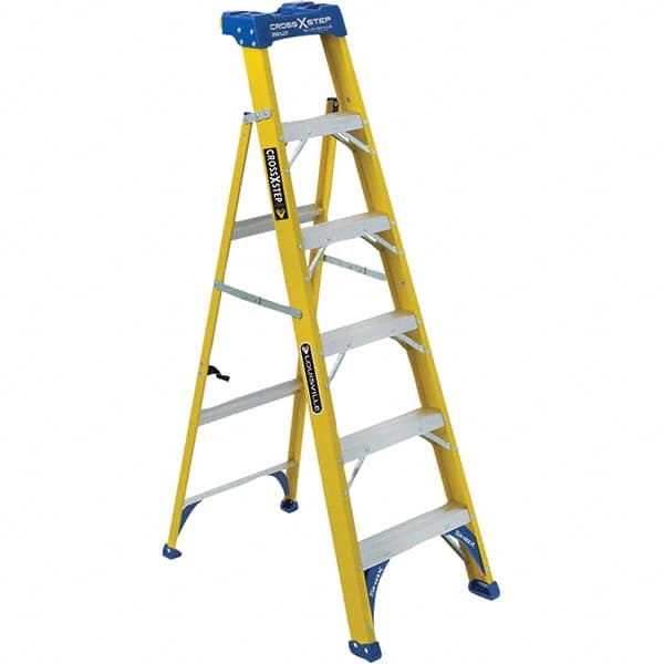 Louisville - 3 Steps, 4' High, Type I Rating, Fiberglass Step Ladder - Apex Tool & Supply