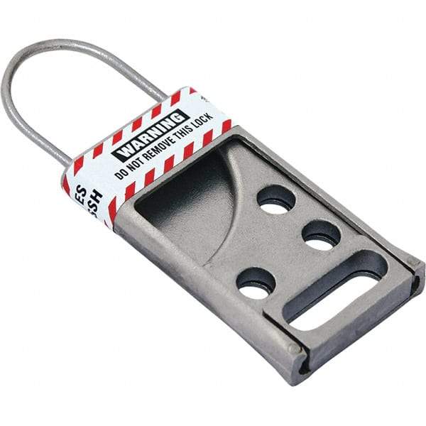 NMC - Single Jaw, 2" Jaw Diam, 6 PadLocks, Stainless Steel Lockout Hasp - Slide, 3-1/2" Long x 2-1/2" Wide, Gray - Apex Tool & Supply