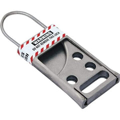 NMC - Single Jaw, 2" Jaw Diam, 6 PadLocks, Stainless Steel Lockout Hasp - Slide, 3-1/2" Long x 2-1/2" Wide, Gray - Apex Tool & Supply