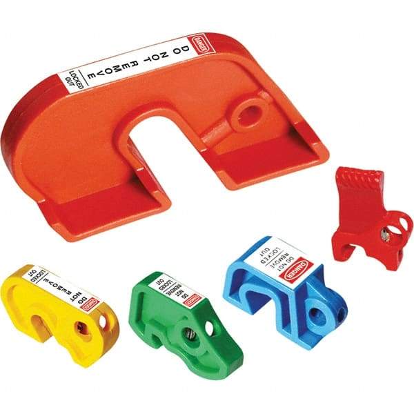 NMC - Plastic Circuit Breaker Lockout Set - 1 Padlock, 1 Circuit, Includes (4) Miniature Breaker Lockouts & Large Breaker Lockout, English - Apex Tool & Supply