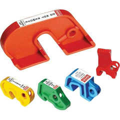 NMC - Plastic Circuit Breaker Lockout Set - 1 Padlock, 1 Circuit, Includes (4) Miniature Breaker Lockouts & Large Breaker Lockout, English - Apex Tool & Supply