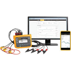 Fluke - 3 Phase, 1,000 VAC, 0.01 to 1,500 Amp Capability, 42.5 to 69 Hz Calibration, LCD Display Power Meter - 1 Current Accuracy, 0.1 Voltage Accuracy - Apex Tool & Supply