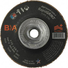 BULLARD - 50 Grit, 5" Wheel Diam, 1/8" Wheel Thickness, Type 29 Depressed Center Wheel - Coarse Grade, Ceramic, 12,200 Max RPM, Compatible with Angle Grinder - Apex Tool & Supply