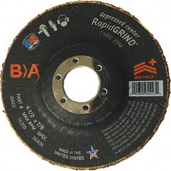 BULLARD - 36 Grit, 4-1/2" Wheel Diam, 1/8" Wheel Thickness, 7/8" Arbor Hole, Type 29 Depressed Center Wheel - Coarse/Extra Coarse Grade, Ceramic, 13,300 Max RPM, Compatible with Angle Grinder - Apex Tool & Supply