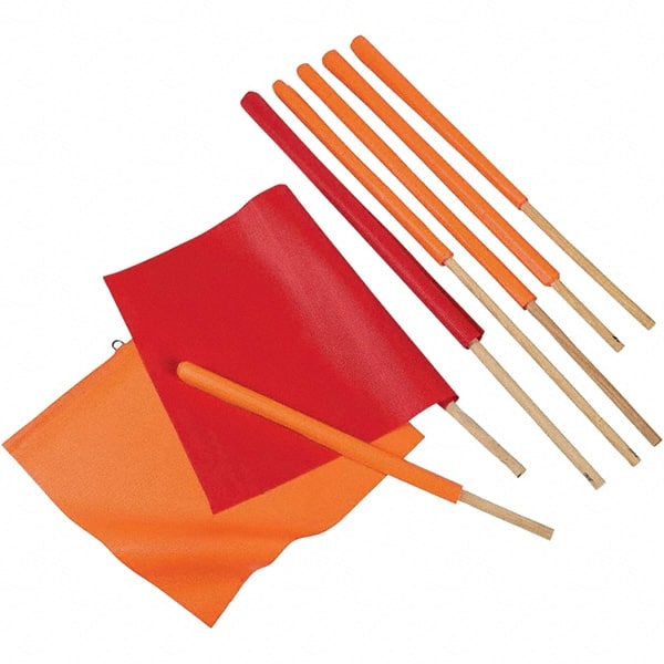 PRO-SAFE - 1 100-Piece 16 x 18" Red-Orange Vinyl Flags - Apex Tool & Supply