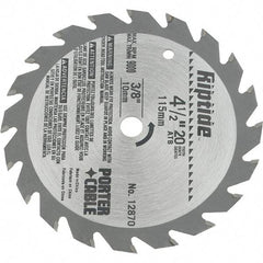 Porter-Cable - 4-1/2" Diam, 3/8" Arbor Hole Diam, 20 Tooth Wet & Dry Cut Saw Blade - Carbide-Tipped, Ripping Action, Standard Round Arbor - Apex Tool & Supply