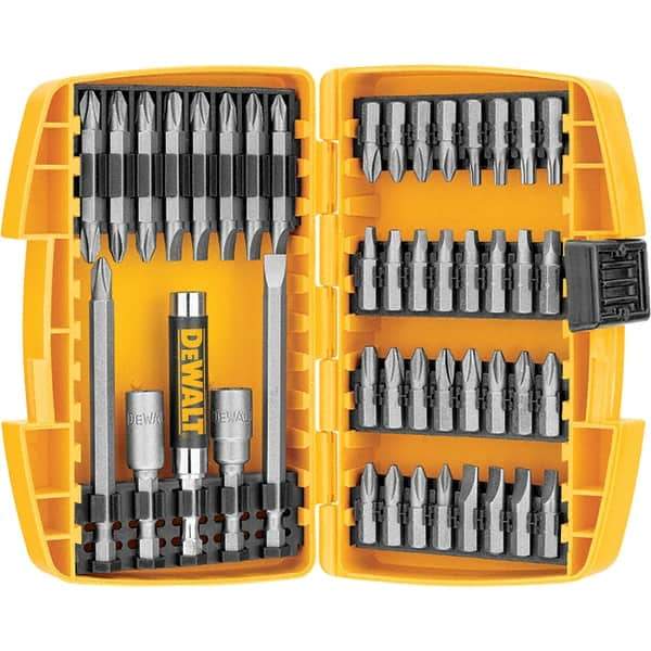 DeWALT - 45 Piece, Screwdriver Bit Set - SQ1, SQ2, SQ3, 1/4" Drive - Apex Tool & Supply