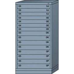Lyon - 15 Drawer, Standard Eye-Level - Single Drawer Access Cabinet - Steel, 30" Wide x 28-1/4" Deep x 59-1/4" High, Dove Gray - Apex Tool & Supply