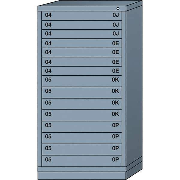 Lyon - 15 Drawer, Standard Eye-Level - Multiple Drawer Access Cabinet - Steel, 30" Wide x 28-1/4" Deep x 59-1/4" High, Dove Gray - Apex Tool & Supply