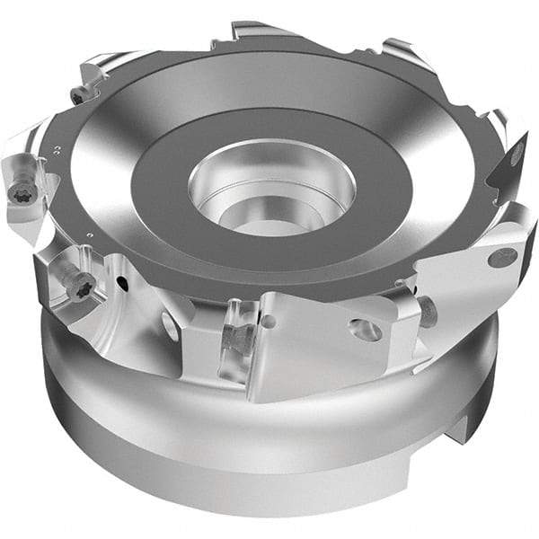 Seco - 9 Inserts, 67mm Cutter Diam, 1.8mm Max Depth of Cut, Indexable High-Feed Face Mill - 27mm Arbor Hole Diam, 0.4882" Keyway Width, 50mm High, R220.21-LP09 Toolholder, LPKT09 Inserts, Series High Feed - Apex Tool & Supply