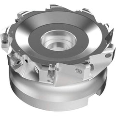 Seco - 9 Inserts, 67mm Cutter Diam, 1.8mm Max Depth of Cut, Indexable High-Feed Face Mill - 27mm Arbor Hole Diam, 0.4882" Keyway Width, 50mm High, R220.21-LP09 Toolholder, LPKT09 Inserts, Series High Feed - Apex Tool & Supply