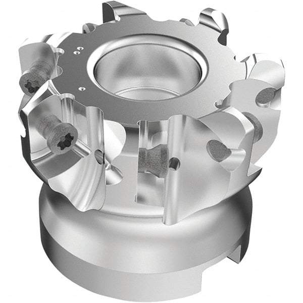 Seco - 7 Inserts, 37.1mm Cutter Diam, 1.8mm Max Depth of Cut, Indexable High-Feed Face Mill - 22mm Arbor Hole Diam, 0.4094" Keyway Width, 40mm High, R220.21-LP09 Toolholder, LPKT09 Inserts, Series High Feed - Apex Tool & Supply
