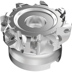 Seco - 8 Inserts, 50.1mm Cutter Diam, 1.8mm Max Depth of Cut, Indexable High-Feed Face Mill - 22mm Arbor Hole Diam, 0.248" Keyway Width, 40mm High, R220.21-LP09 Toolholder, LPKT09 Inserts, Series High Feed - Apex Tool & Supply