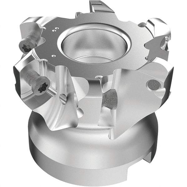 Seco - 6 Inserts, 50mm Cutter Diam, 1.8mm Max Depth of Cut, Indexable High-Feed Face Mill - 22mm Arbor Hole Diam, 0.4094" Keyway Width, 40mm High, R220.21-LP09 Toolholder, LPKT09 Inserts, Series High Feed - Apex Tool & Supply