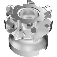 Seco - 6 Inserts, 50mm Cutter Diam, 1.8mm Max Depth of Cut, Indexable High-Feed Face Mill - 22mm Arbor Hole Diam, 0.4094" Keyway Width, 40mm High, R220.21-LP09 Toolholder, LPKT09 Inserts, Series High Feed - Apex Tool & Supply