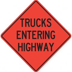 PRO-SAFE - "Trucks Entering Highway," 36" Wide x 36" High Vinyl Traffic Control Sign - Apex Tool & Supply