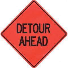 PRO-SAFE - "Detour Ahead," 48" Wide x 48" High Vinyl Traffic Control Sign - Apex Tool & Supply